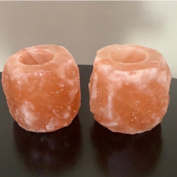 1 SET LEFT! 2 Giant Himalayan Salt Candle Holders - Picture 3 of 8